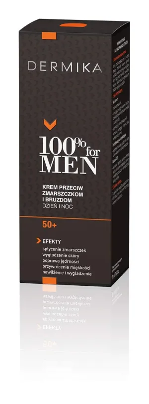 100% for Men 50  Anti-Wrinkle and Anti-Furrow Moisturizer Face Cream 50ml