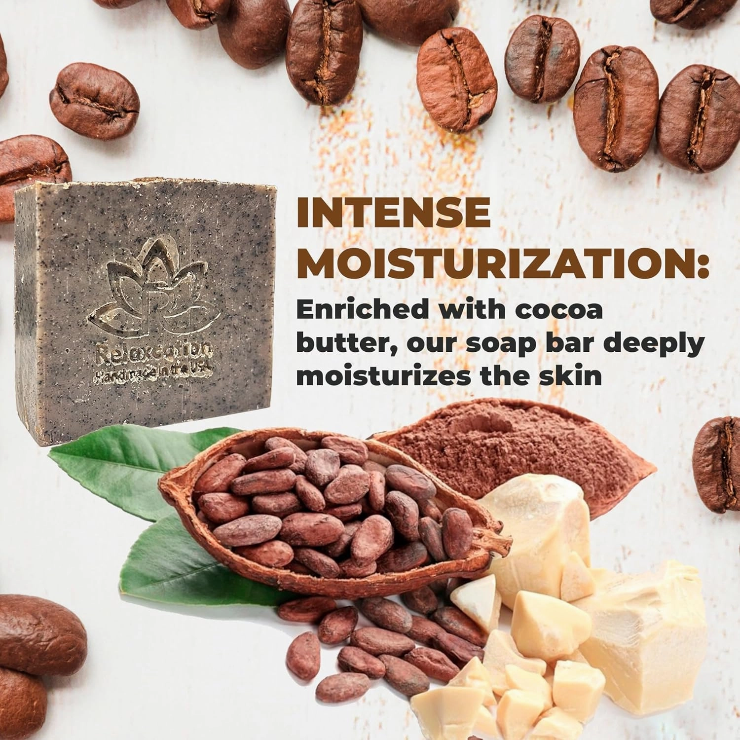 100% Handmade Coffee Scrub Soap Bar with Fresh Ground Coffee and Cocoa Butter - Cold Process Soap with Latte Aroma Oil - Good Scrubbing Effect - Perfect for Body Exfoliating and Moisturizing (3 bars)