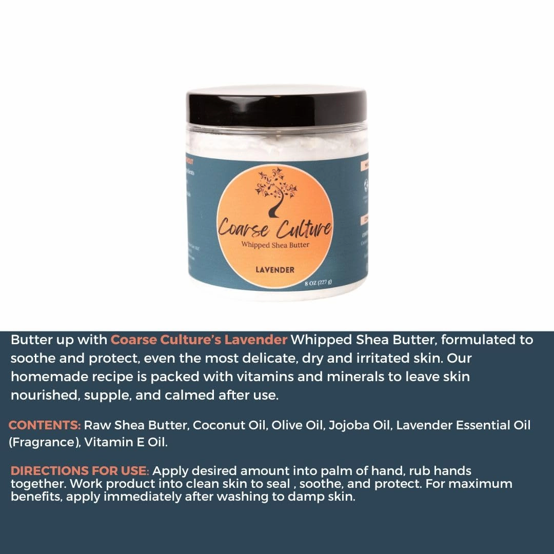 100% Vegan Whipped Shea Butter (Lavender) Nourish Skin   Strengthen Hair,8 Ounce (Pack of 1)