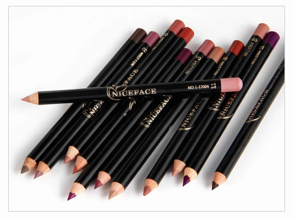12 Colors Lip Pencils Matte Lipliner Waterproof Smooth Colorful Silk Nude Lipstick Pen Long Lasting Pigments Lip Makeup TSLM1