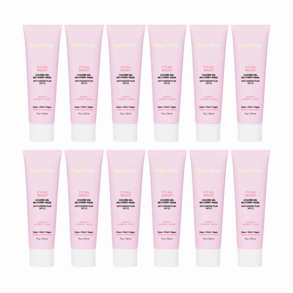 12x SugarBaby It's All Bright Golden Gel Recovery Mask With Kakadu Plum (Vit C) 75g