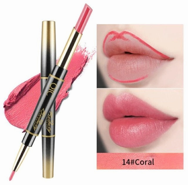 14 Color Double-end Matte  Waterproof Lipliner Long Lasting Moisturizer Velvet Glossy Lip Liner Stick