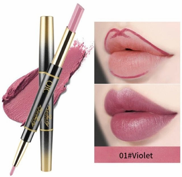 14 Color Double-end Matte  Waterproof Lipliner Long Lasting Moisturizer Velvet Glossy Lip Liner Stick