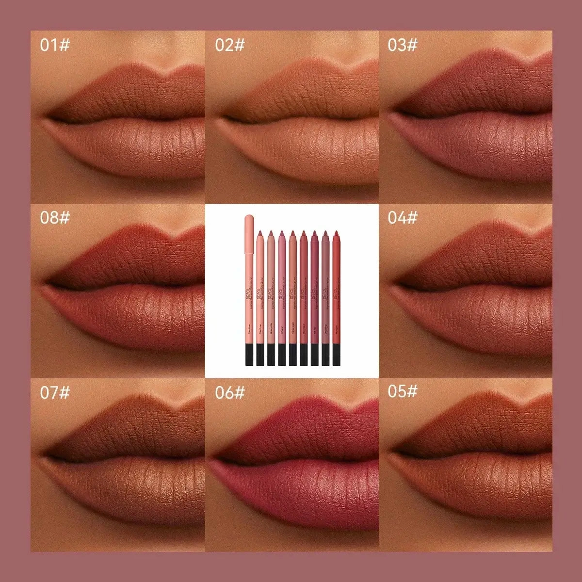 16-colors Lipliner Pencil Waterproof Nude