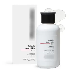 2% Salicylic Acid Face Wash For Oily Skin | Sulphate free, Anti Acne Face Cleanser With LHA & Zinc For Acne or Pimples | For Women & Men | 100 ml