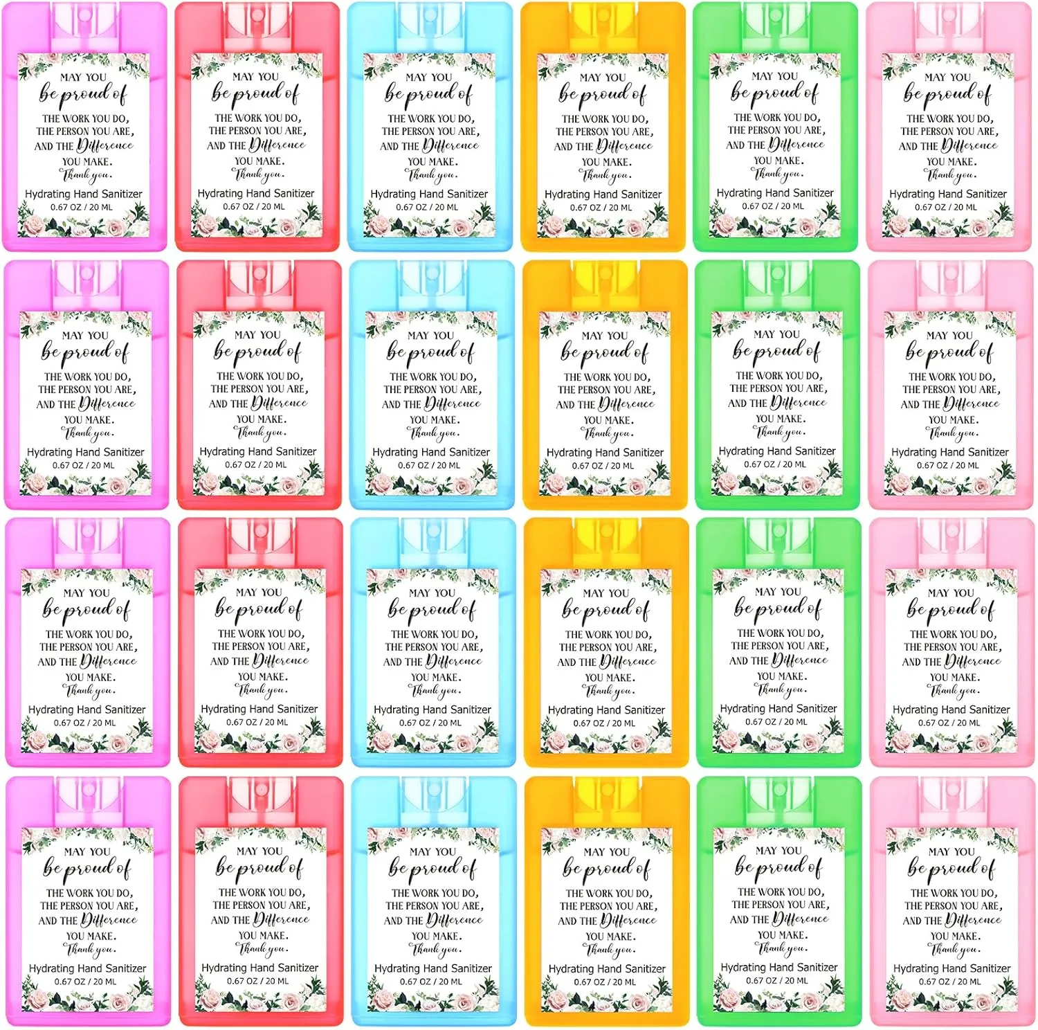 24 Pcs Thank You Hand Sanitizer Spray Mini Travel Size Hydrating Hand Sanitizer Mist Appreciation Gift for Coworker Employees Staff End of the Year Summer Outdoor Gift Travel Favor