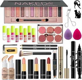 28 Pcs All in One Full Makeup Kit for Women, Makeup Set for Women&Beginner,Eyeshadow, Foundation, Lipsticks, Eyeliner, Mascara, Brow Soap Make up Gift Set for Women Teen Makeup Kit for Girl