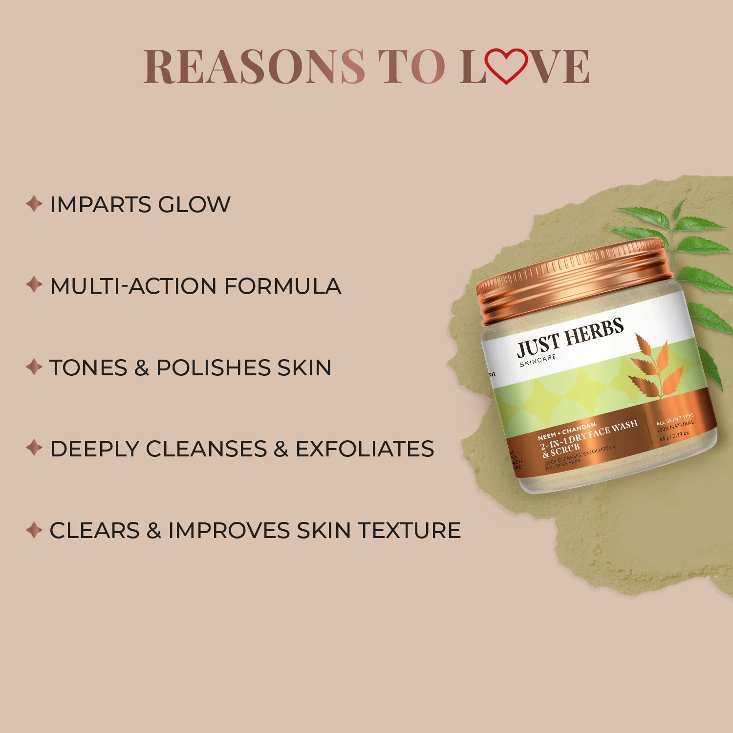 2 In 1 Dry Face Wash & Scrub with Neem and Chandan 65 g