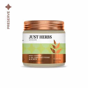 2 In 1 Dry Face Wash & Scrub with Neem and Chandan - Just Herbs