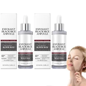 2Pcs Black and White Rice Exfoliant, Rice Ampoule Duo White Rice Ampoule Black Rice Exfoliating Peeling Solution, Moisturizing & Pore Minimizer for Face (Black Rice Brightening Ex)