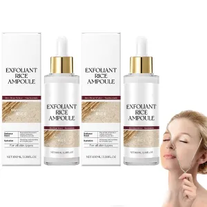 2Pcs Black and White Rice Exfoliant, Rice Ampoule Duo White Rice Ampoule Black Rice Exfoliating Peeling Solution, Moisturizing & Pore Minimizer for Face (Rice Moisturizing Exfoliant)