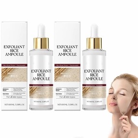 2Pcs Black and White Rice Exfoliant, Rice Ampoule Duo White Rice Ampoule Black Rice Exfoliating Peeling Solution, Moisturizing & Pore Minimizer for Face (Rice Moisturizing Exfoliant)
