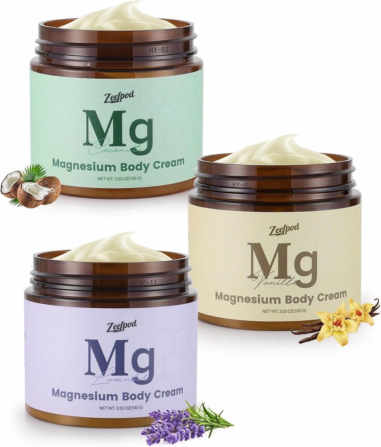 3-Pack Magnesium Lotion for Sleep & Muscle Relief -Lavender, Vanilla & Coconut-with Shea Butter & Hyaluronic Acid – Safe for Kids，Calming Night Cream, Great Gift for Women & Teens (3 x 3.53oz)