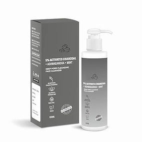 5% Activated Charcoal Face Wash with Mint | Deep Pore Cleansing Face Cleanser | For Oily, Combination & Acne Prone Skin | 100ml