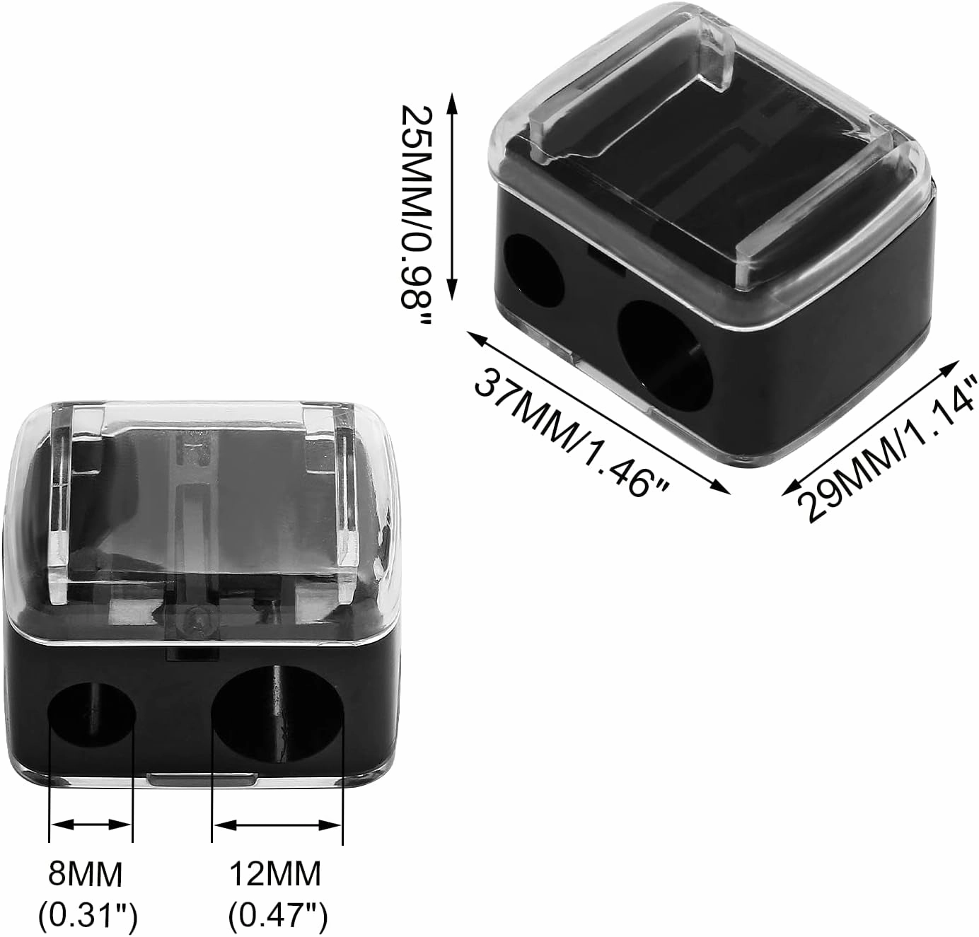5PCS Cosmetic Pencil Sharpener, Makeup Pencil Sharpener, Dual Holes Eyeliner Sharpener for Eyeliner Lipliner Pencils