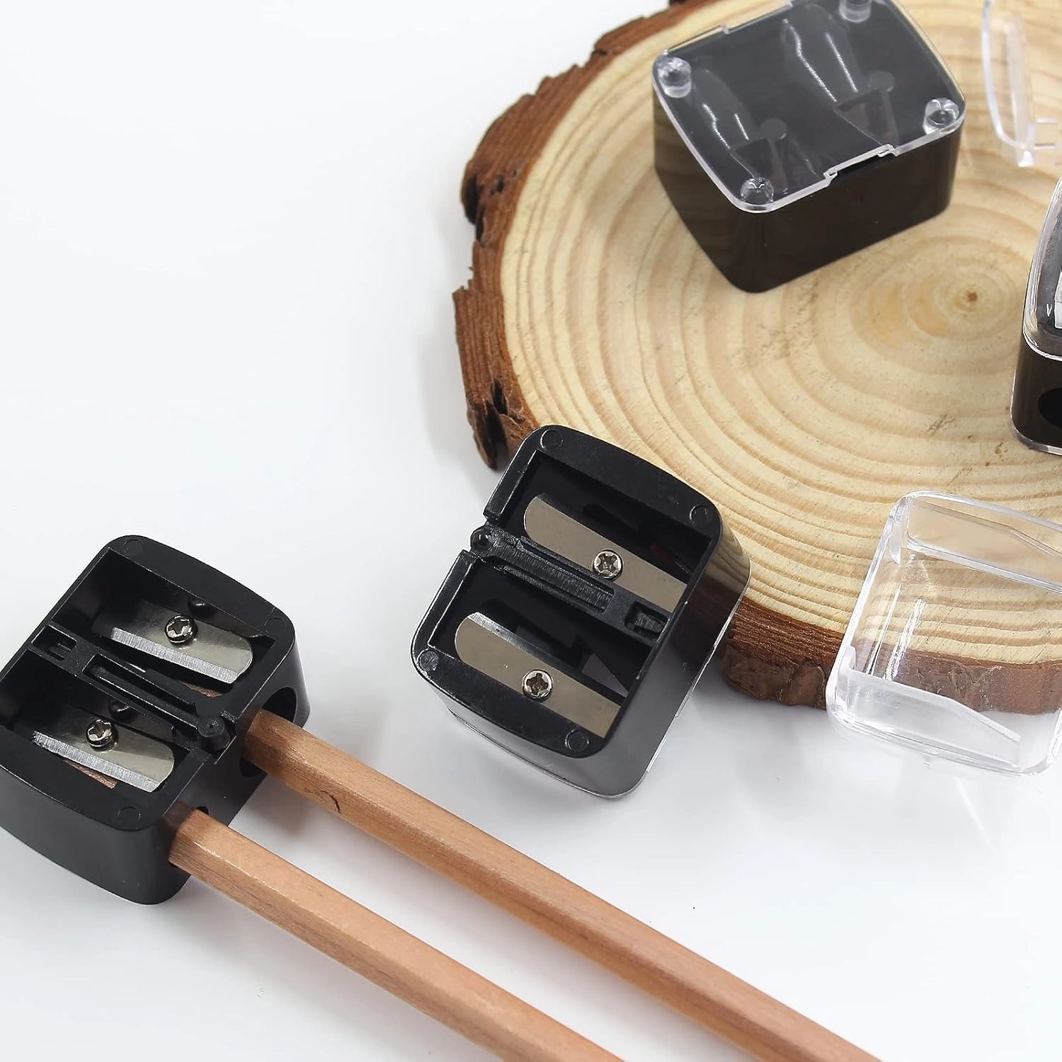 5PCS Cosmetic Pencil Sharpener, Makeup Pencil Sharpener, Dual Holes Eyeliner Sharpener for Eyeliner Lipliner Pencils