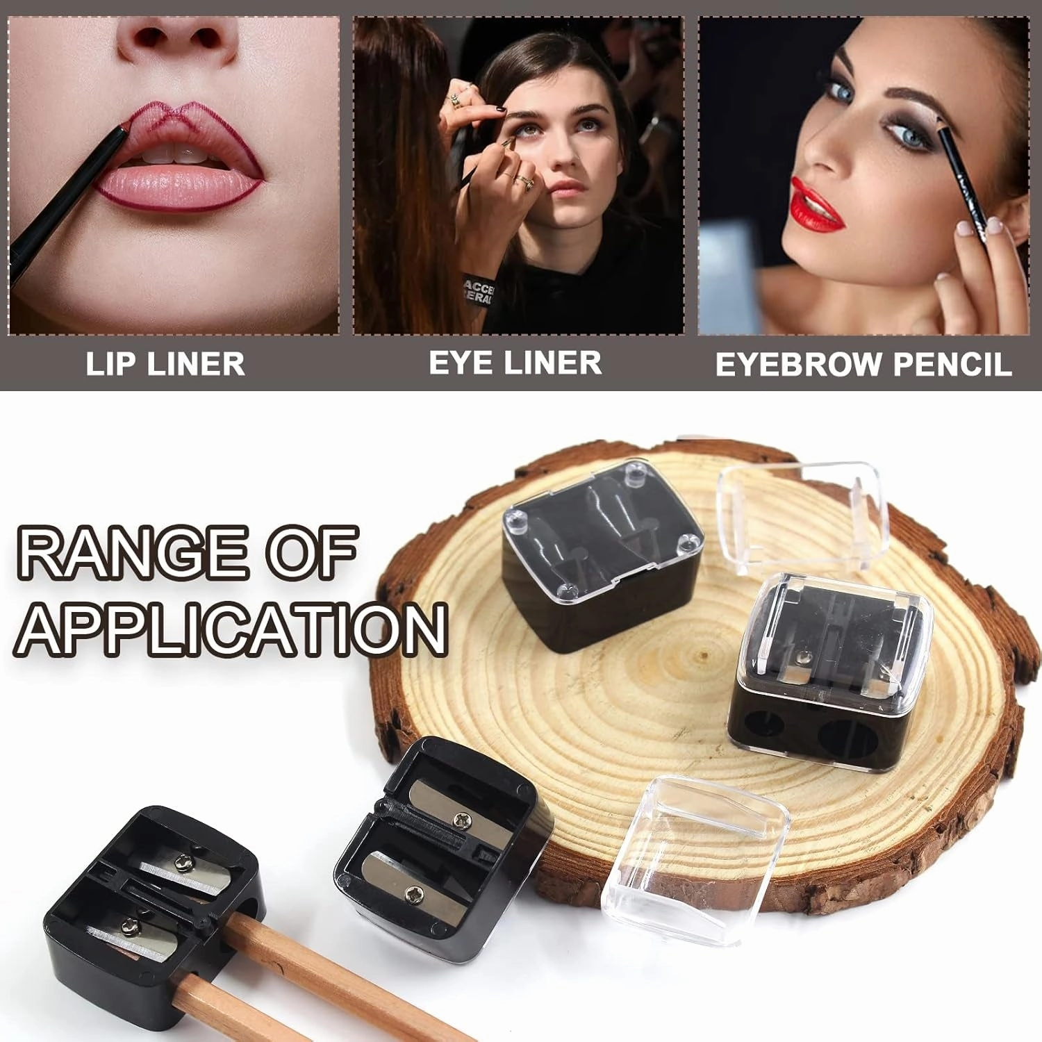 5PCS Cosmetic Pencil Sharpener, Makeup Pencil Sharpener, Dual Holes Eyeliner Sharpener for Eyeliner Lipliner Pencils