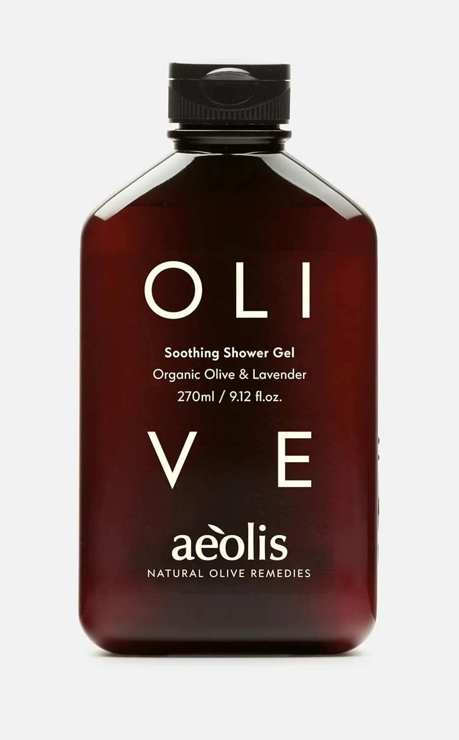 AEOLIS Hydrating Care Shower Gel with Organic Olive and Lavender, All-Natural Olive Oil Extract from Greece, Cleanses and Soothes, for Men and Women, 270 mL (9.12 Fl Oz)