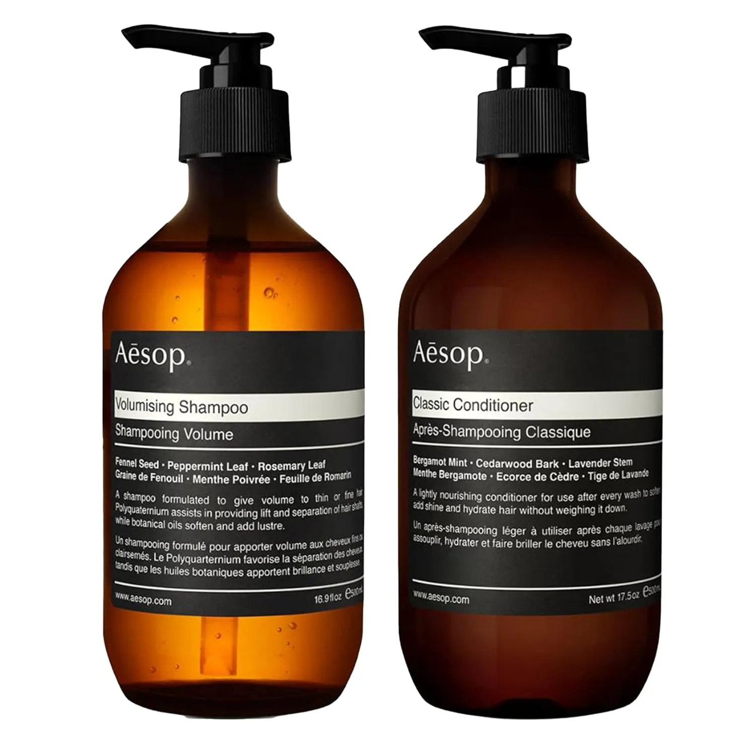 Aesop Volumising Shampoo and Classic Conditioner Set | Volume and Hydration for Thin to Fine Hair | Paraben, Cruelty-free & Vegan | 17.2 oz   16.9 oz