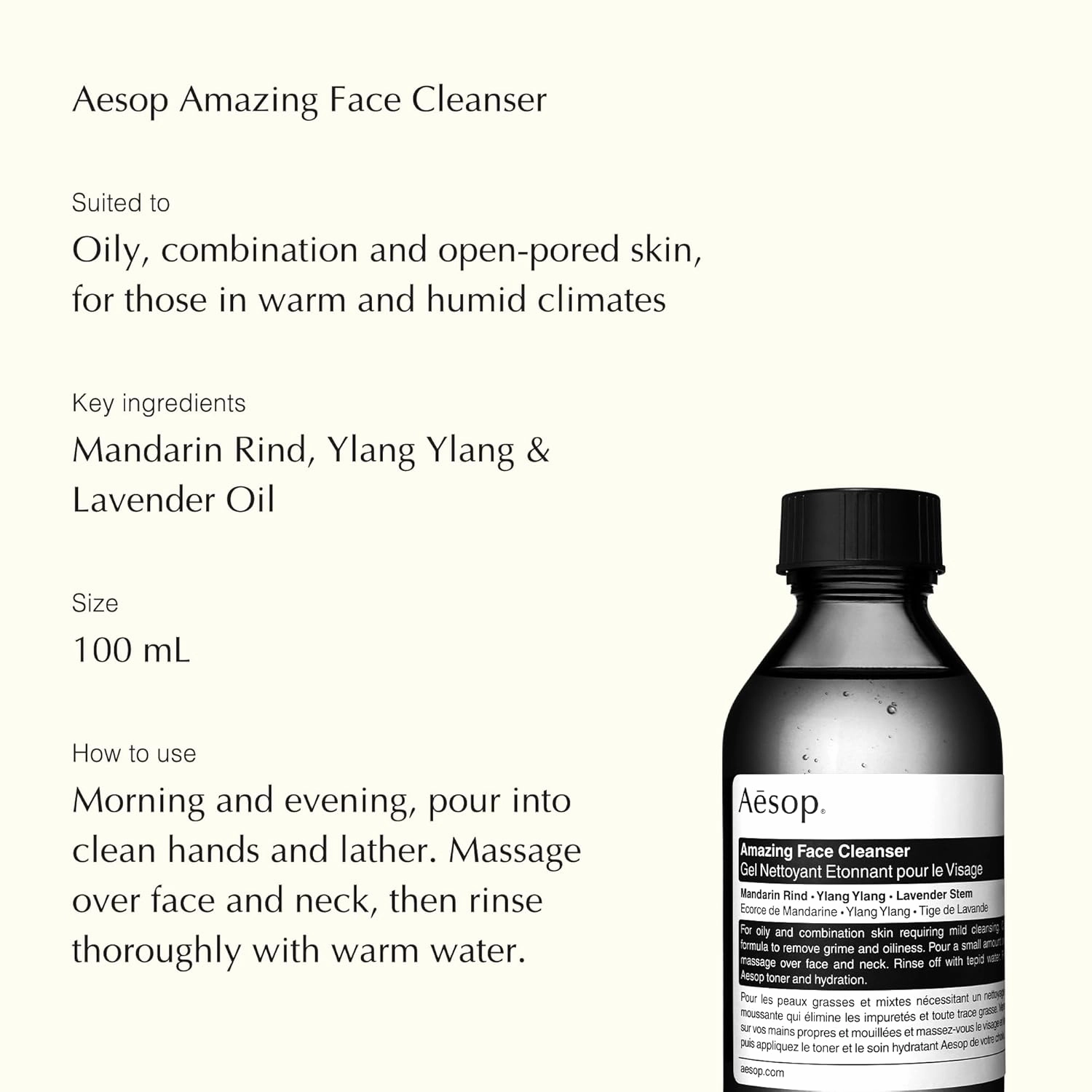 Aesop Facial Care Kit - Mandarin Facial Cream (2 Oz)   Amazing Face Cleanser (3.3 Oz) and Purifying Exfoliant Paste Tube (2.5 Oz) | Paraben-Free, Cruelty-Free & Vegan