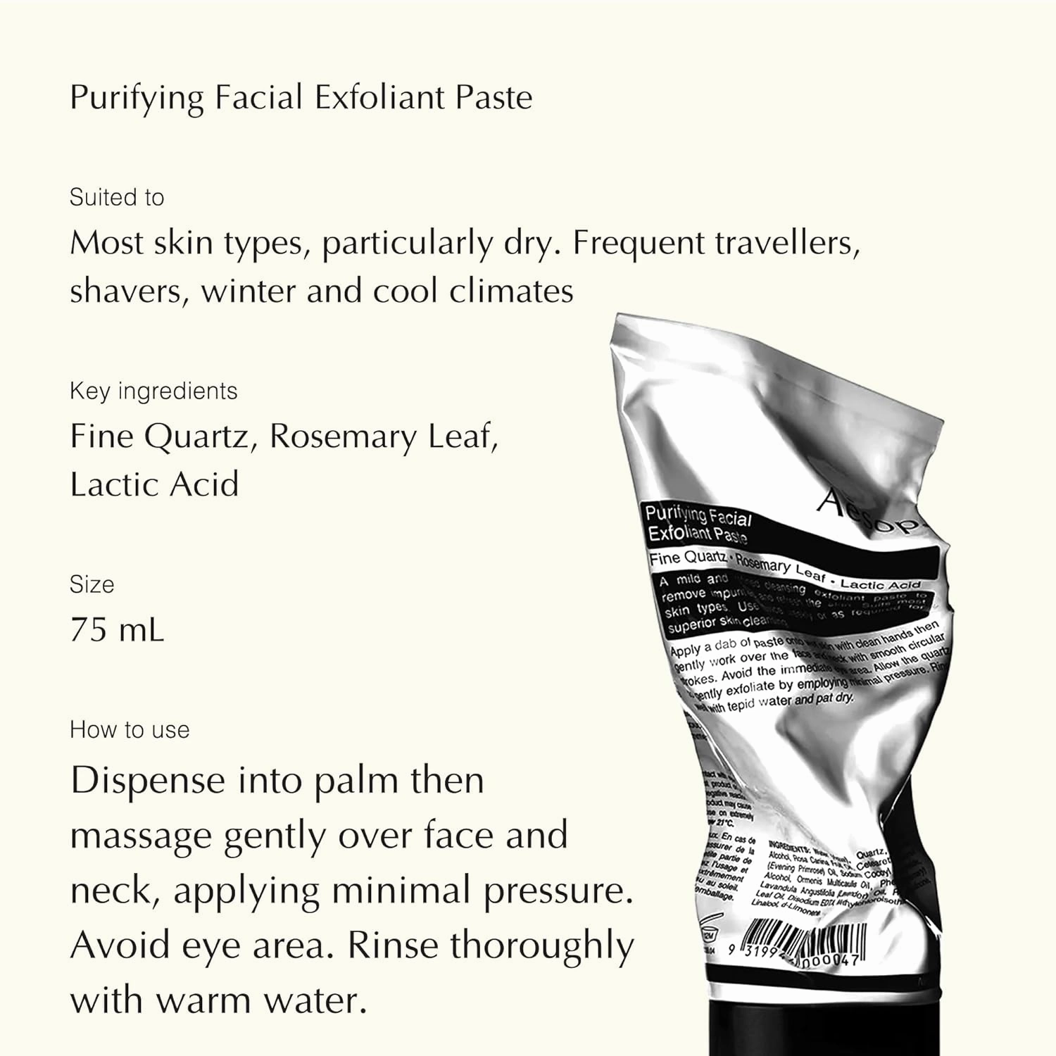 Aesop Facial Care Kit - Mandarin Facial Cream (2 Oz)   Amazing Face Cleanser (3.3 Oz) and Purifying Exfoliant Paste Tube (2.5 Oz) | Paraben-Free, Cruelty-Free & Vegan