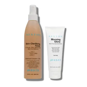 Aesthe Morning Glory Multi-Acid Exfoliant   Aesthe Skin Clarifying Toner for Oily & Combination Skin Types Bundle
