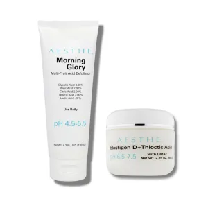 Aesthe Morning Glory Multi-Acid Exfoliant - Facial Scrub with 5 AHAs   Aesthe Elastigen D  Thioctic Acid with DMAE Bundle
