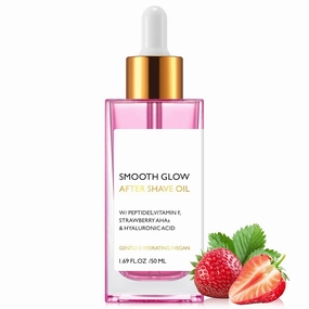 After Shave Oil Women – Smooth Glow 4-in-1 Post-Shave Care with Peptides, Hyaluronic Acid & Strawberry AHAs – Hydrating, Ingrown Hair Prevention, Fast-Absorbing, Vegan Formula, 50ml
