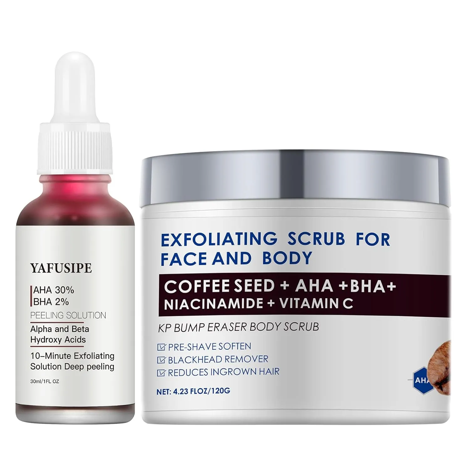 AHA 30%   BHA 2% Peeling Solution Exfoliating AHA 30% BHA 2% Peeling Solution Chemical Peel for Face BHA AHA Mask Red Peel BHA Liquid Exfoliant KP Bump Eraser Body Scrub Ingrown Hair Treatment