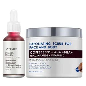 AHA 30%   BHA 2% Peeling Solution Exfoliating AHA 30% BHA 2% Peeling Solution Chemical Peel for Face BHA AHA Mask Red Peel BHA Liquid Exfoliant KP Bump Eraser Body Scrub Ingrown Hair Treatment