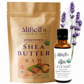 AliBell's Organic Diy Beauty Set - Raw Shea Butter & Lavender Essential Oil