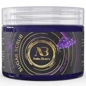 Amira Beauty Lavender Sugar Body Scrub Exfoliating Ultra Hydrating Moisturizing Scrub - Fights Cellulite & Stretch Marks (14oz)