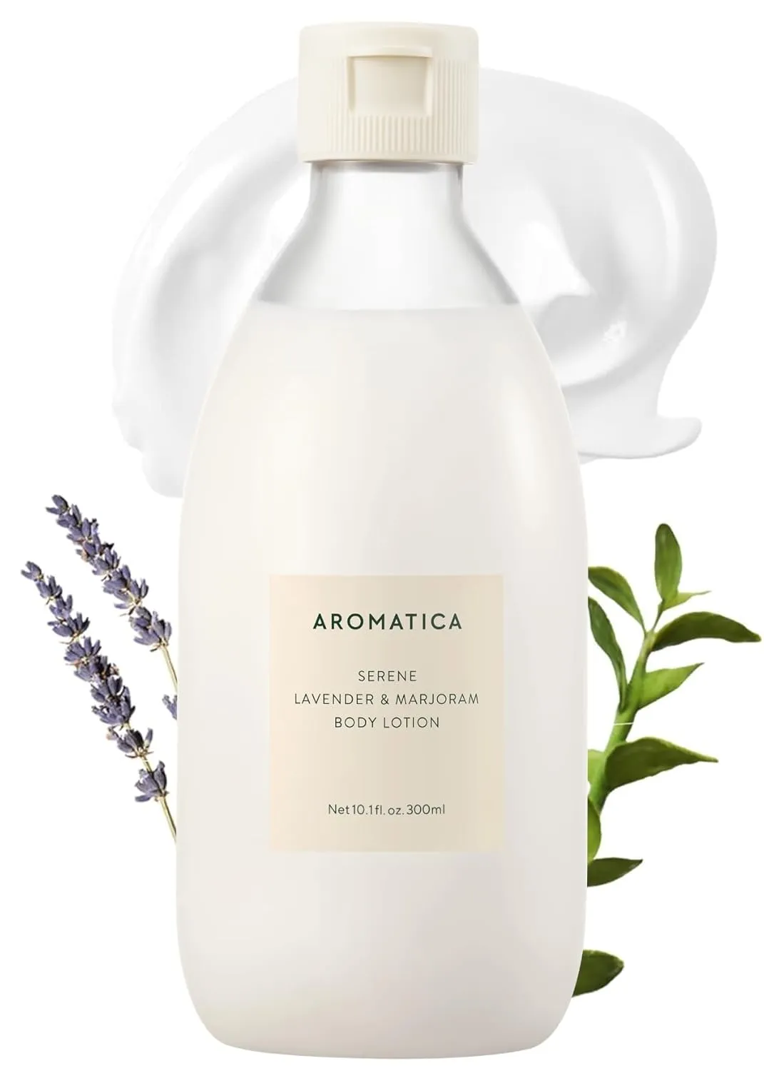 AROMATICA Serene Body Lotion Lavender & Marjoram 10.14oz / 300ml, Vegan | Soothing Body Moisturizer | Light Relaxing Scent | For Normal to Dry Skin | with Shea Butter
