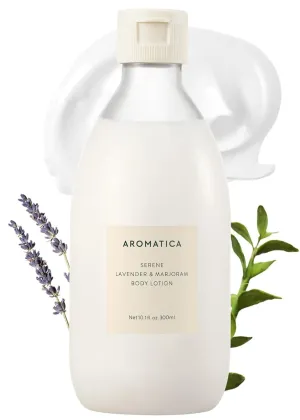 AROMATICA Serene Body Lotion Lavender & Marjoram 10.14oz / 300ml, Vegan | Soothing Body Moisturizer | Light Relaxing Scent | For Normal to Dry Skin | with Shea Butter