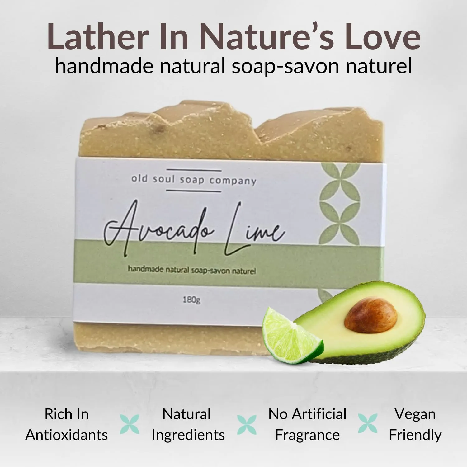 Avocado Lime Soap Collection Soap Bar – Skin Renewing, Vegan-Friendly with Lavender & Tea Tree Oil – Deep Cleansing & Nourishing for Glowing Skin – 5.8 oz Pack 4