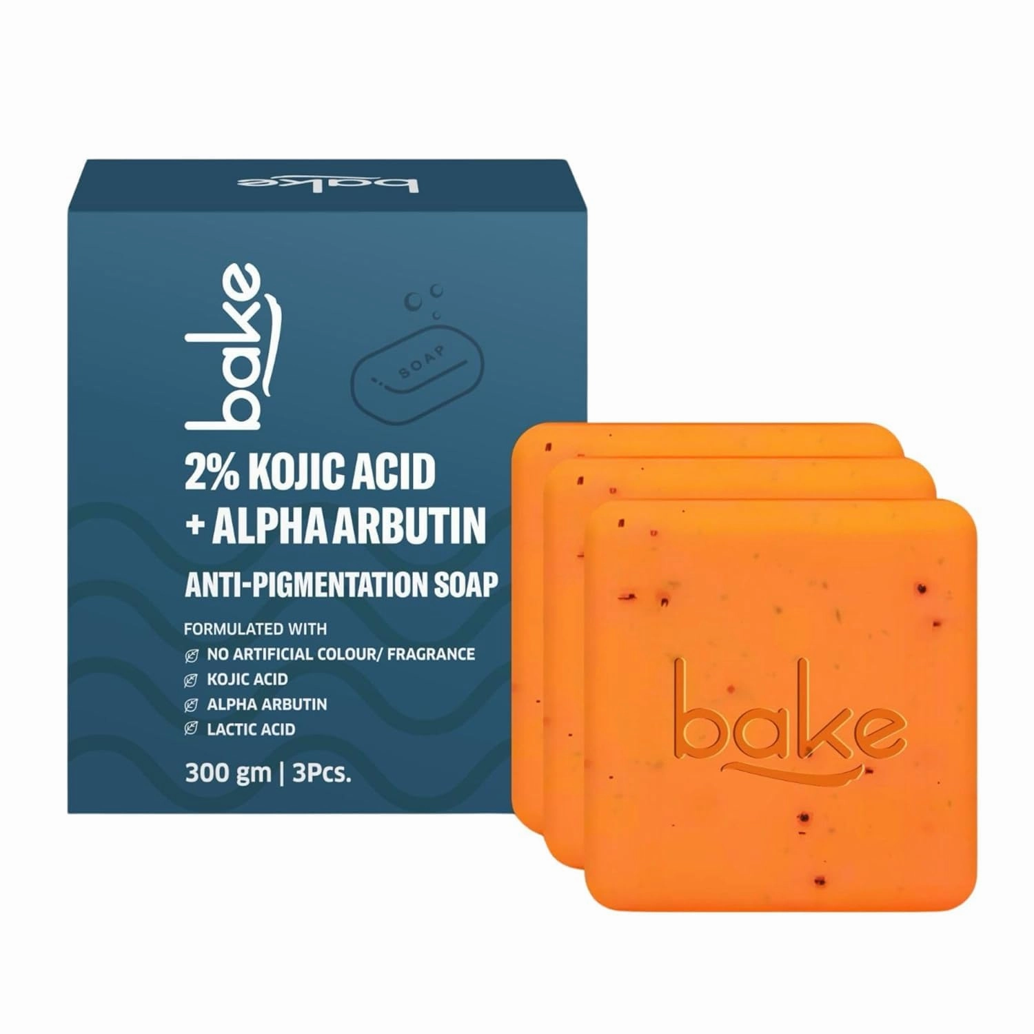 BA KE 2% Kojic Acid Scrub Treatment Soap (100 Gms Pack of 3) with Alpha Arbutin, Lactic Acid & Niacinamide | For Pigmentation, Dark Spots, Tan Removal, Underarms | Soap for Women & Men | 100g x 3
