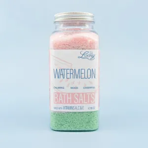 Bath Salts for Women, Relaxing Sea Salt Bath Soak with Moisturizing Almond Oil, and Fragrance Oils Made in The USA by Luxiny, 16 oz. (Watermelon)