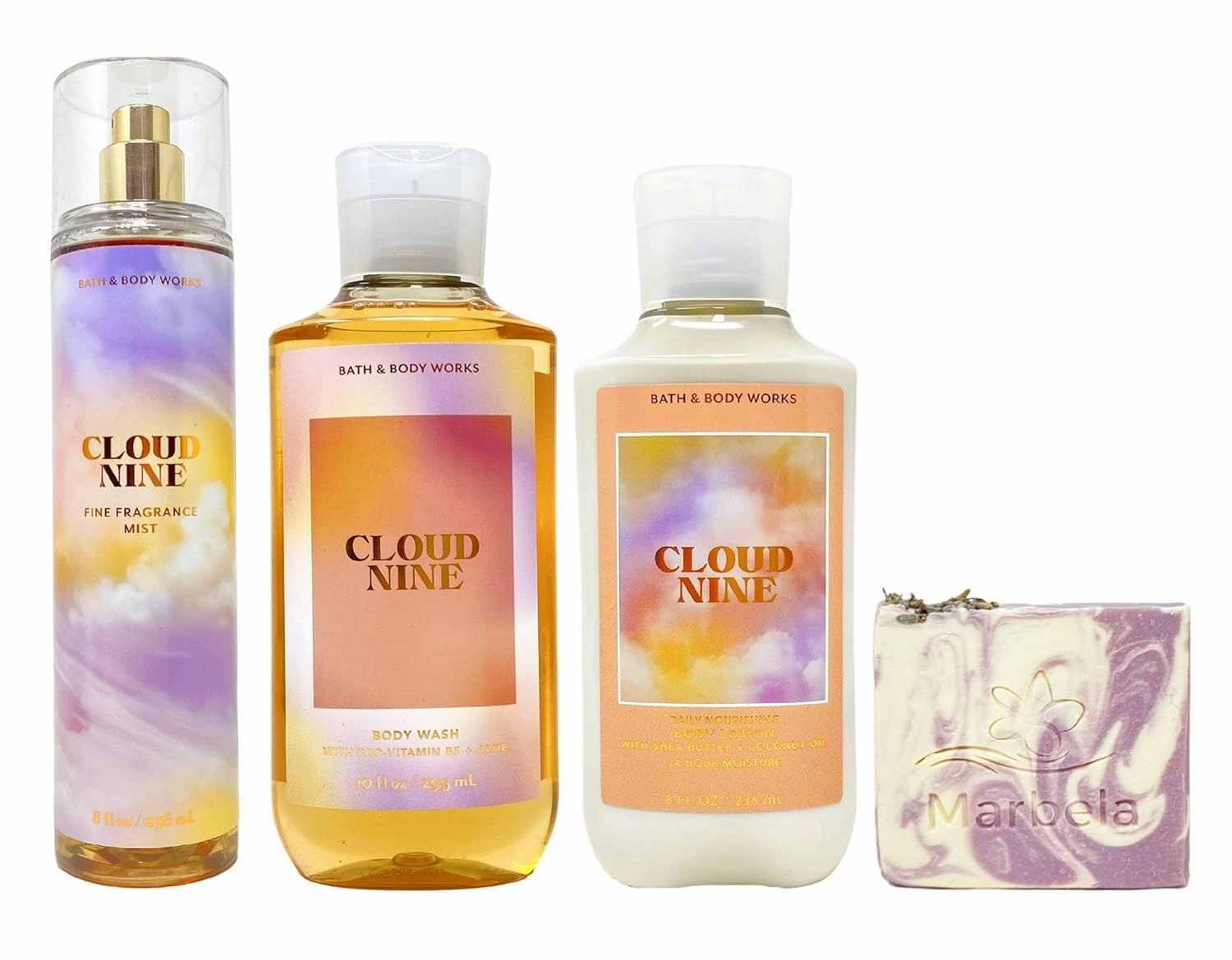 Bath & Body Works Cloud Nine Trio with a Lavender Dream Bar Soap - Fragrance Mist - Body Wash and Body Lotion - Full Size