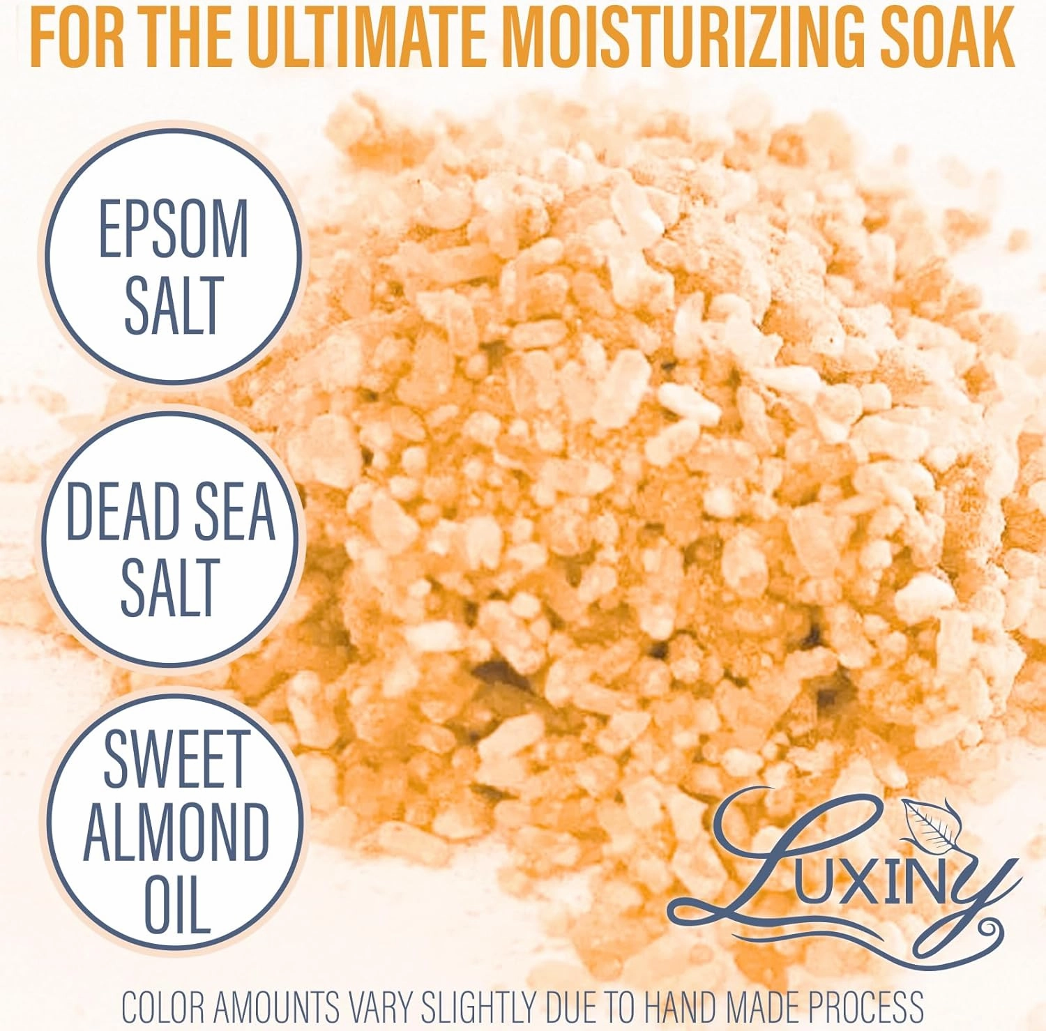 Bath Salts for Women, Relaxing Sea Salt Bath Soak with Moisturizing Almond Oil, and Fragrance Oils Made in The USA by Luxiny, 16 oz. (Orange Creamsicle)