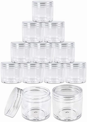 Beauticom 12 Pieces 30G/30ML(1 Oz) Thick Wall Round CLEAR Plastic Container Jars with Clear Flat Top Lids - Leak-Proof Jar - BPA Free