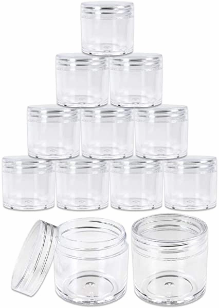 Beauticom 12 Pieces 30G/30ML(1 Oz) Thick Wall Round CLEAR Plastic Container Jars with Clear Flat Top Lids - Leak-Proof Jar - BPA Free