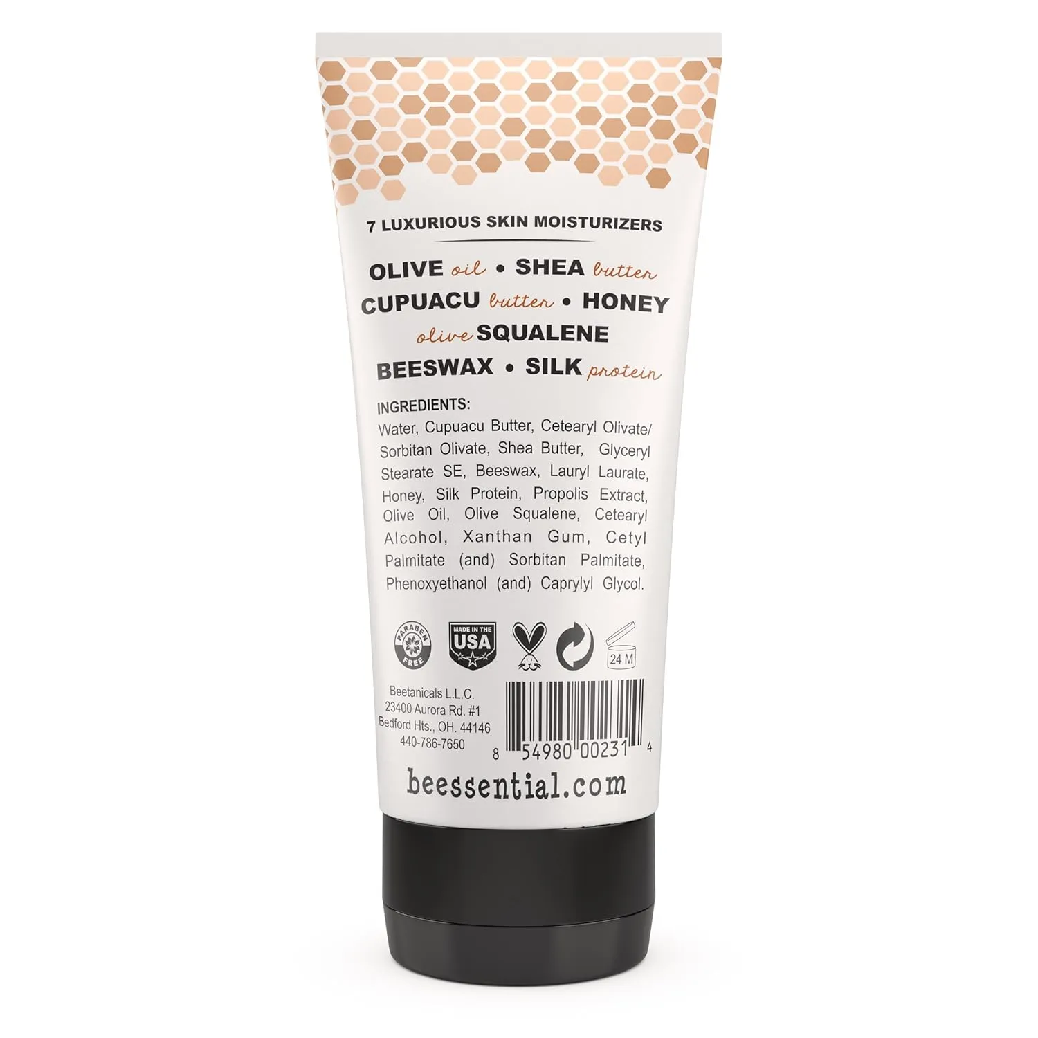 Beessential All Natural Hand And Body Cream, Original Honey Essential Oils, with Moisturizing Shea & Cupuacu Butter, Olive Oil, Beeswax, Fragrance Free - Made in the USA, 6 oz