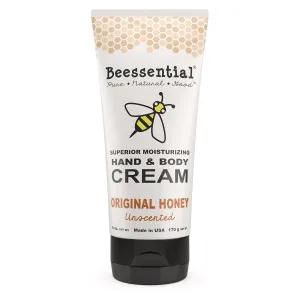 Beessential All Natural Hand And Body Cream, Original Honey Essential Oils, with Moisturizing Shea & Cupuacu Butter, Olive Oil, Beeswax, Fragrance Free - Made in the USA, 6 oz