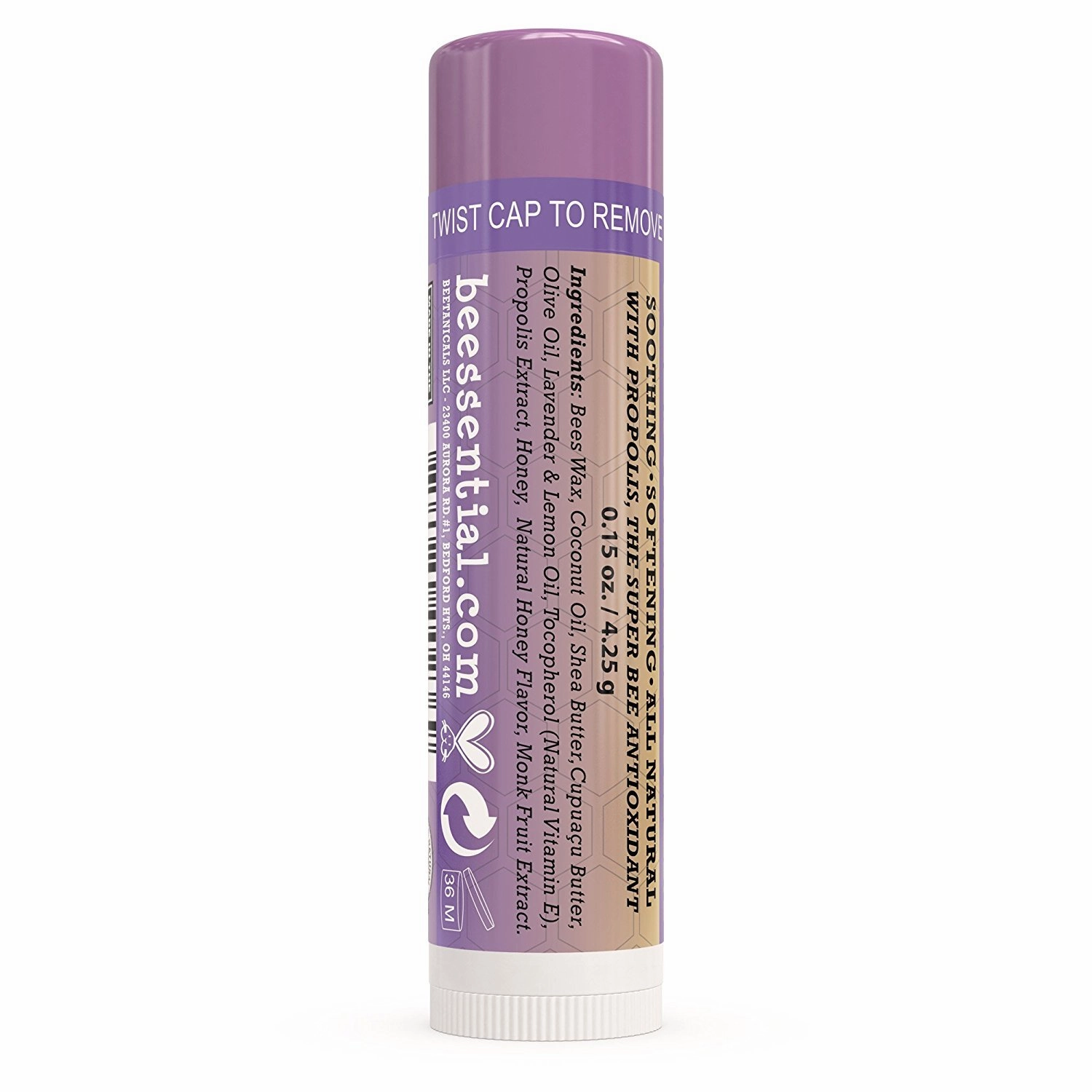 Beessential Natural Bulk Lip Balm, Lavender, 18 Pack | For Men, Women, and Children. Great for Gifts, Showers, & More