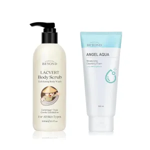 BEYOND Lacvert Body Scrub Peeling Gel (Original, 10.1fl oz) - Body Wash & Shower Gel for Gentle Exfoliation & Angel Aqua (Cleansing Foam, 10.1fl oz) - Vegan Formula Korean Skin Care. Gentle Hydrating