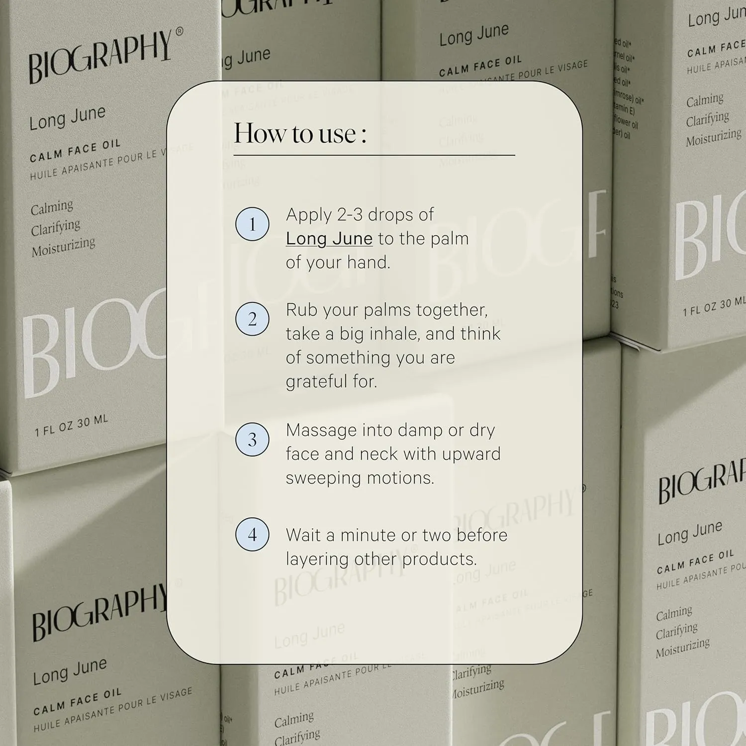 Biography Long June Quieting Face Oil, 30ml - Natural Smoothing & Clarifying Dry Oil. Clarifying, Moisturizing & Hydrating Beauty Facial Oil for Women w/Camellia, Vitamin E & Marula