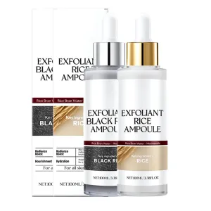 Black And White Rice Exfoliant, 2025 New Peel Shot Glow Rice Ampoule Duo, Moisturizing Niacinamide Ampoule for Daily Skincare, Pore Minimizer for All Skin Types (White Black, 3.38 Fl Oz (Pack of 1))