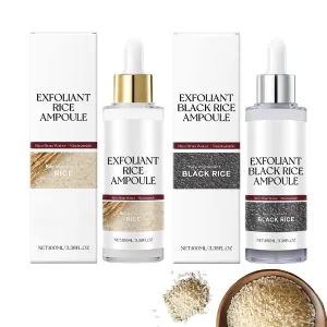Black and White Rice Exfoliant,Glow Rice Ampoule Duo,White Rice Ampoule Black Rice Exfoliating Peeling Solution,Moisturizing & Pore Minimizer for Face,For all Skin. (White black)