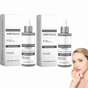 Black and White Rice Exfoliant, Peel Shot Glow Rice Ampoule Duo, Face Peeling Gel Dead Skin Remover Scrub, Radiance Boost & Pore Refining, for All Skin Types (Black Rice Brightening Exfoliant, 2Pcs)