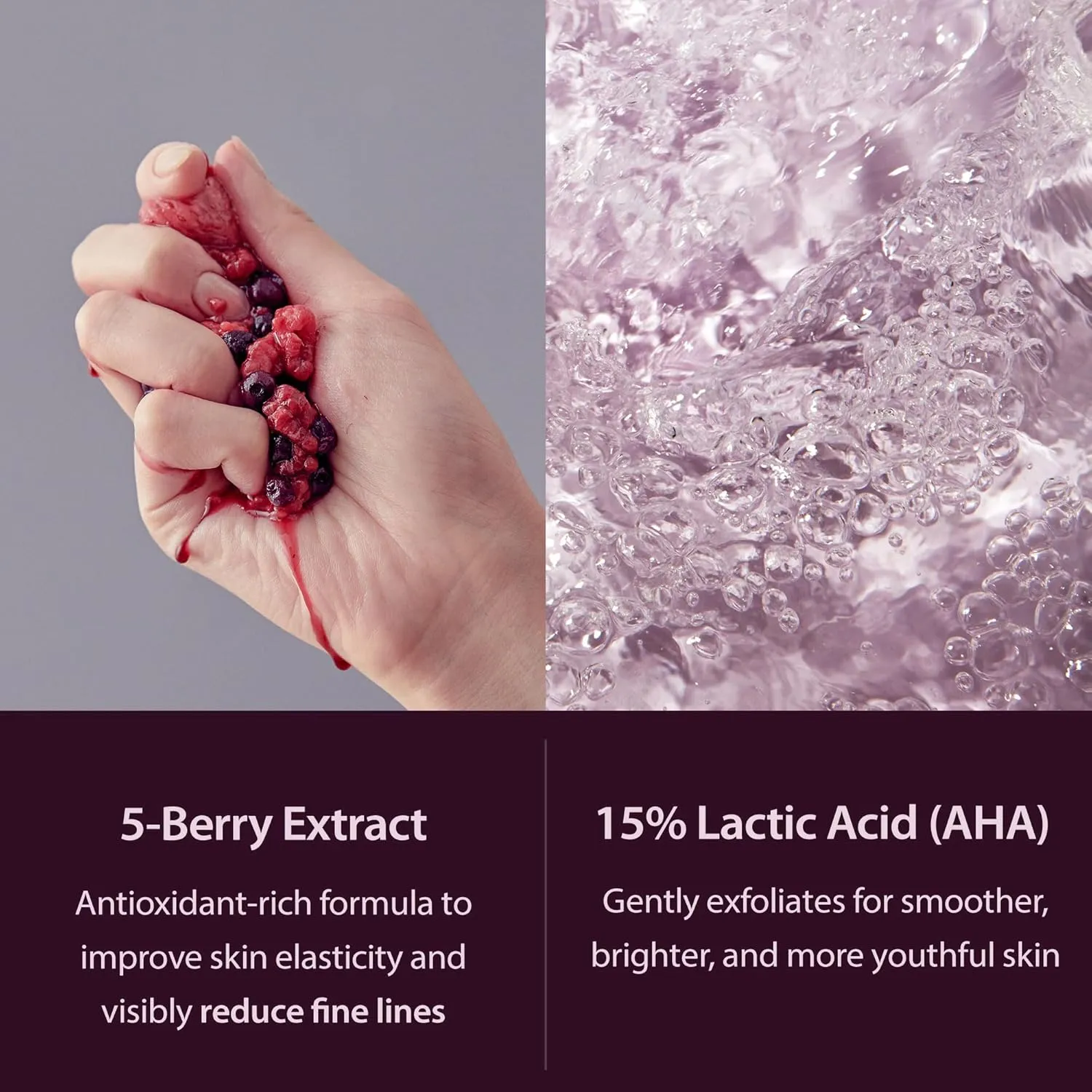 Blithe Patting Splash Mask Exfoliating Face Wash Rejuvenating Purple Berry - Facial Exfoliator with Castor Oil & Lactic Acid for Blemished Dry Skin, K Beauty Elasticity & Firming 2.3 Fl Oz